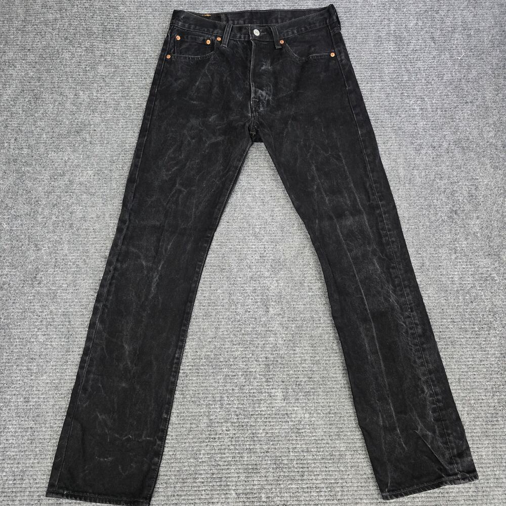 Levi's 501 Original Jeans Mens 32x34 Black Acid Wash Marble Straight Button Fly